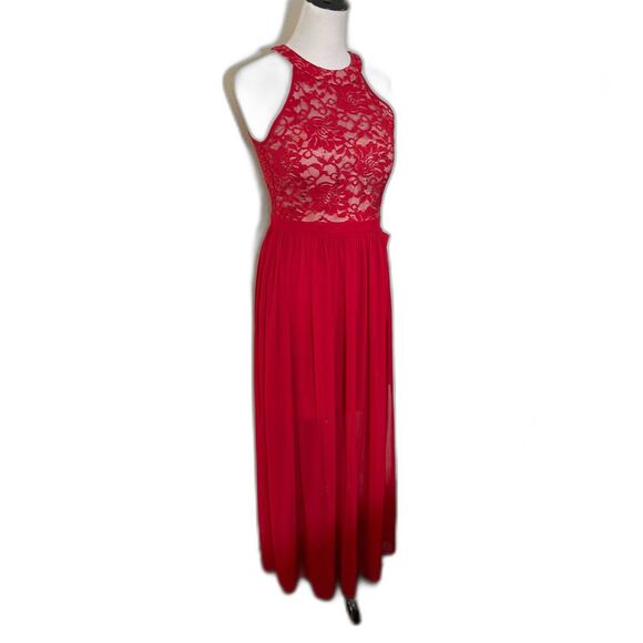 Night Way Collections Red Lace Maxi Dress - Picture 2 of 13